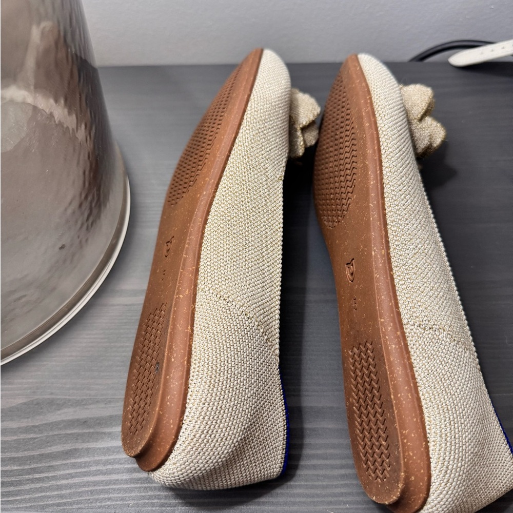 Rothy's Beige Flats with Gold Floral Accent - Picture 3 of 4